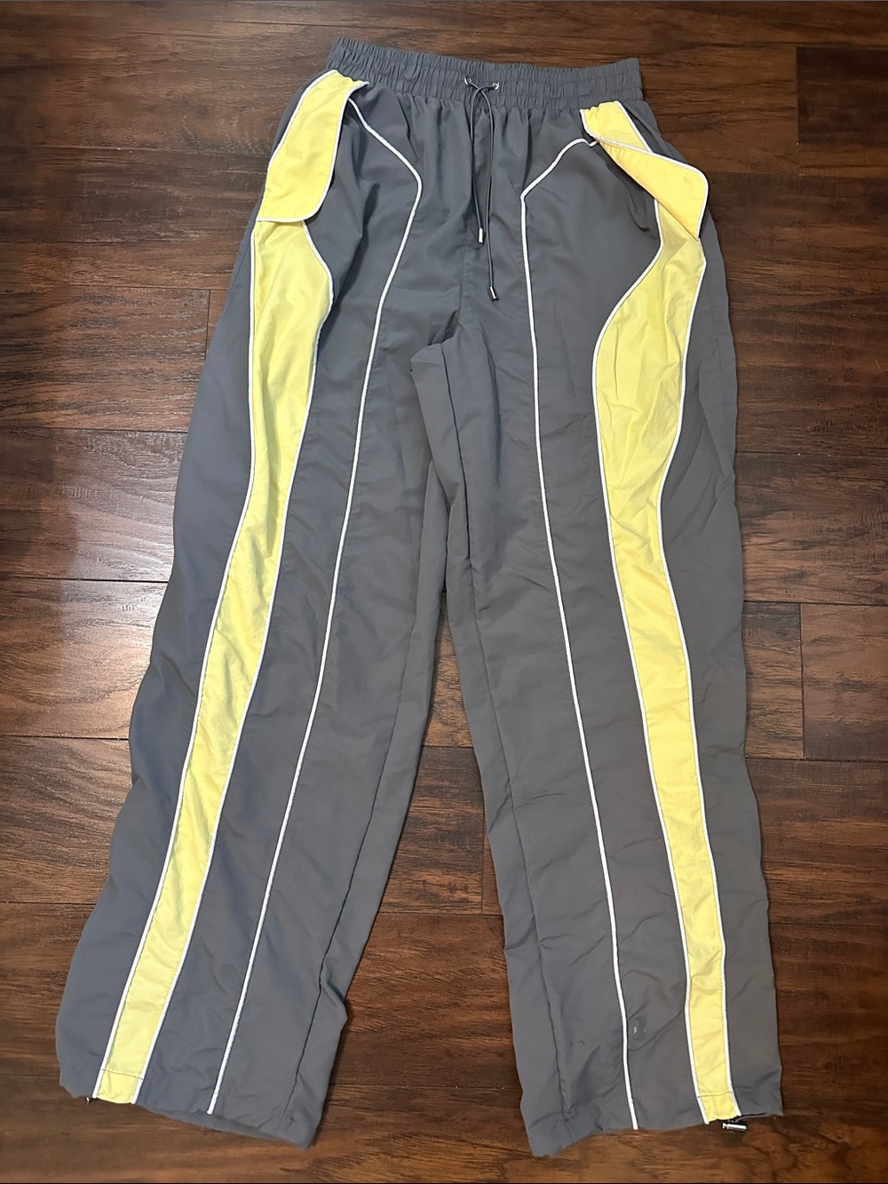 Fashion Nova Gray Joggers with Yellow Side Panels